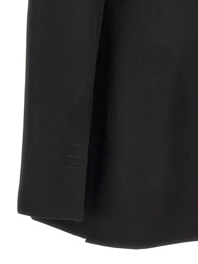 Jacquemus Tibau Asymmetric Double-breasted Grain De Poudre Wool Blazer In Black