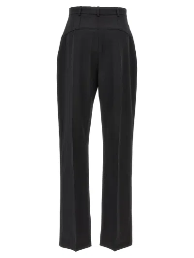 Jacquemus High-waisted Straight Leg Trousers With Buckle Detail And Silhouette In Black