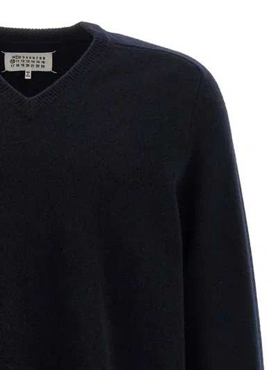 Maison Margiela Classic Crew Neck Sweater With Suede Elbow Patches In Black