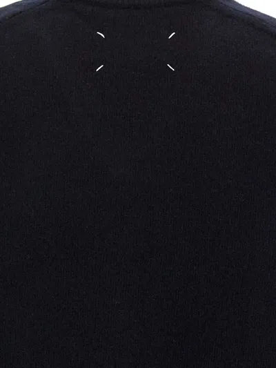 Maison Margiela Classic Crew Neck Sweater With Suede Elbow Patches In Black