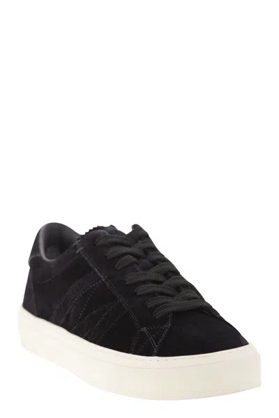 Shop Moncler Monaco2 - Suede Trainers In Dark Blue