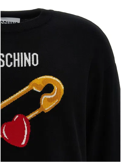 Shop Moschino Jacquard Design Sweater In Black