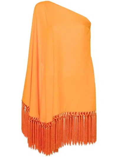 Shop Taller Marmo Piccolo Arno Fringed Short Dress In Orange