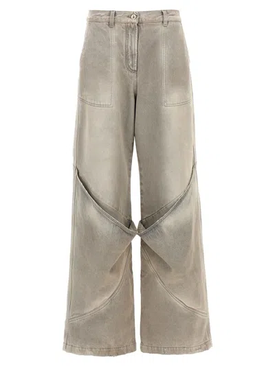 Attico Low-rise Wide-leg Jeans In Gray