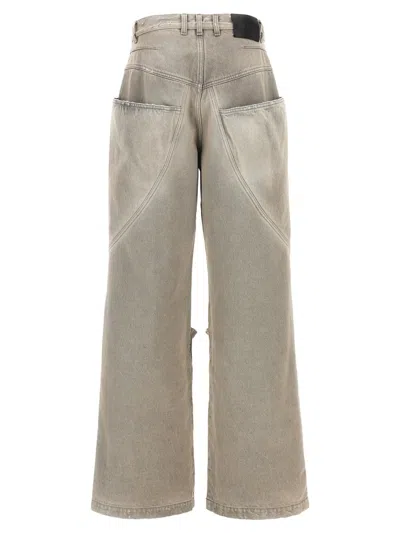 Attico Low-rise Wide-leg Jeans In Gray