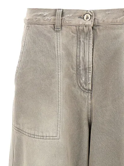 Attico Low-rise Wide-leg Jeans In Gray