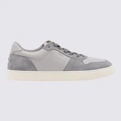 Tod's Grey Leather Sneakers In Grey