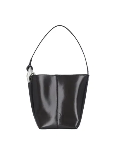 Jw Anderson Shoulder Bag With Metal Hardware And Seam Detailing In Black