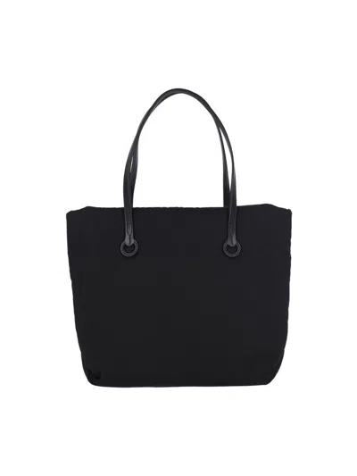 Jw Anderson Borsa Shopping Puffy Anchor In Tessuto Nero Donna In Black