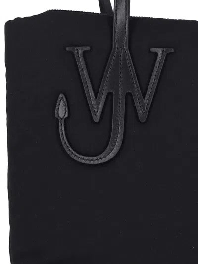 Jw Anderson Borsa Shopping Puffy Anchor In Tessuto Nero Donna In Black