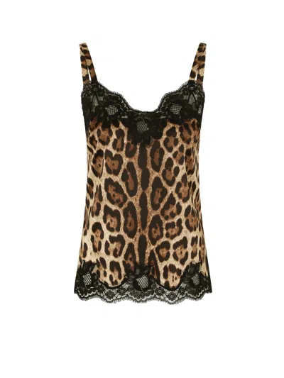 Shop Dolce & Gabbana Silk Top With Animalier Print