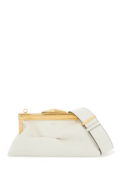 Shop Jimmy Choo Leather Diamond Frame Clutch In White