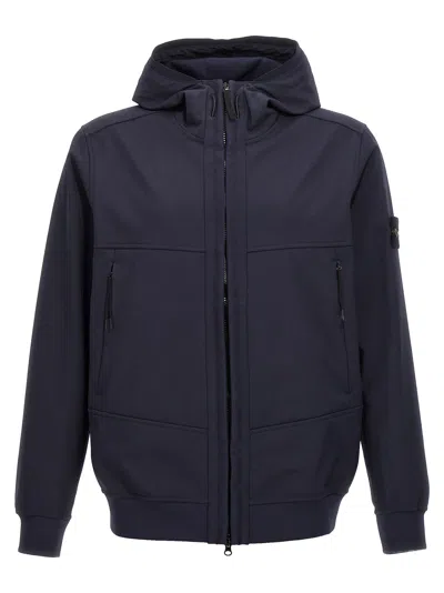 Shop Stone Island Soft Shell-r E.dye Technology Casual Jackets, Parka In Blue