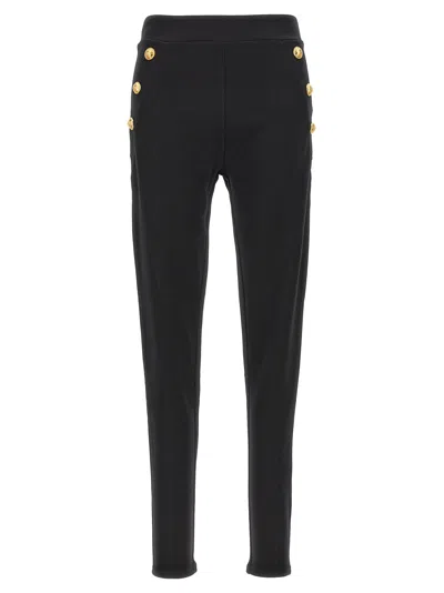 Balmain Button-embellished Stirrup Leggings In Black
