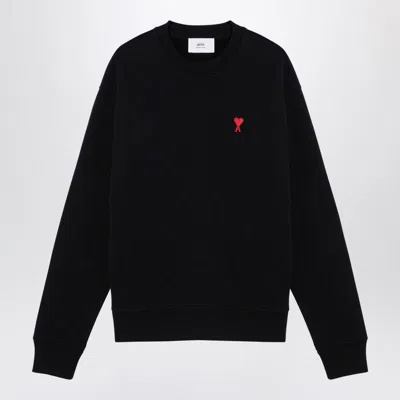 Shop Ami Alexandre Mattiussi Ami Paris Ami De Coeur Crew-neck Sweatshirt In Black