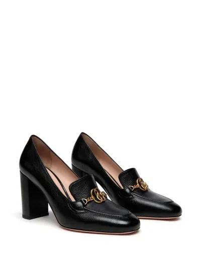 Bally Black Gold-tone Chain Leather Pumps In Black