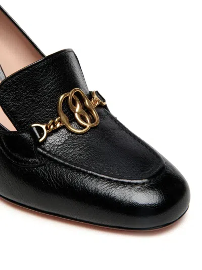 Bally Black Gold-tone Chain Leather Pumps In Black