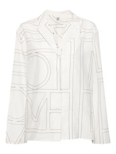 Shop Totême Monogram Cotton Pj Top Clothing In White