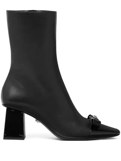 Shop Versace Booties T.70 Calf Leather Shoes In Black