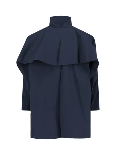 Issey Miyake Homme Plissé  Wing Buttoned Straight Hem Coat In Blue