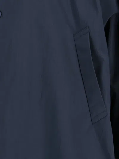 Issey Miyake Homme Plissé  Wing Buttoned Straight Hem Coat In Blue
