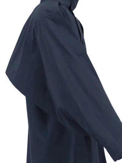 Issey Miyake Homme Plissé  Wing Buttoned Straight Hem Coat In Blue