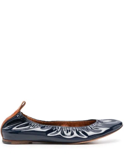 Lanvin Womens Navy Ballerina Patent-leather Pumps In Blue