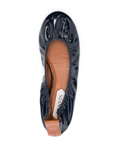 Lanvin Womens Navy Ballerina Patent-leather Pumps In Blue