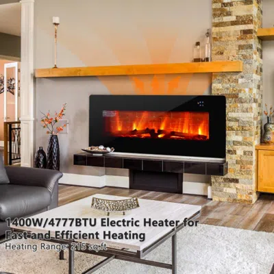 Hivvago 36 Inch Electric Wall Mounted Freestanding Fireplace With Remote Control-black