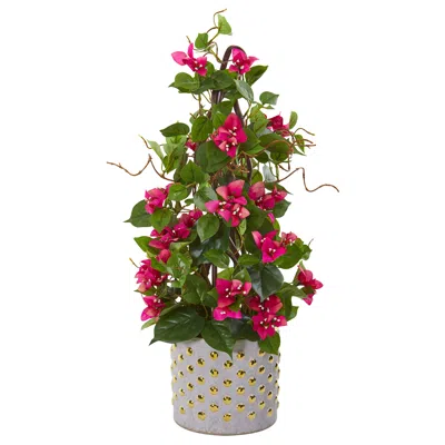 Homplanti 25" Bougainvillea Artificial Climbing Plant In Designer Vase
