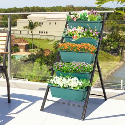 Hivvago 5-tier Vertical Garden Planter Box Elevated Raised Bed With 5 Container-brown