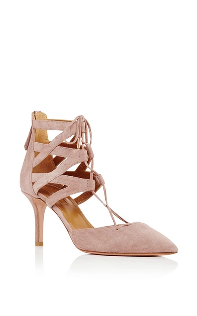 Shop Aquazzura Belgravia Suede Criss-cross Pumps