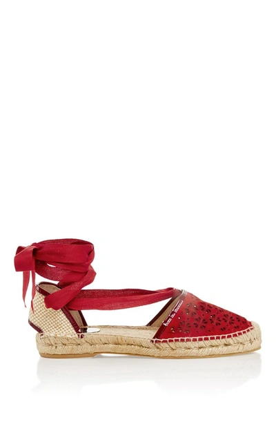 Shop Oscar De La Renta Ruby Laser Cut Adriana Suede Espadrille