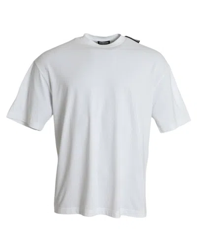 Balenciaga Off White Cotton Jersey Round Neck T-shirt In White