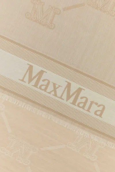 Max Mara Wool Blend Scarf With Embroidered Fringe Detail In Printed