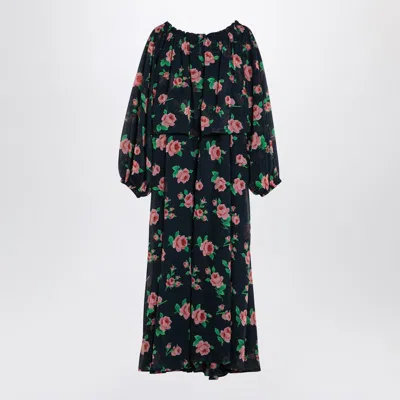 Rotate Birger Christensen Dress With Floral Pattern In Recycled Polyester In Black
