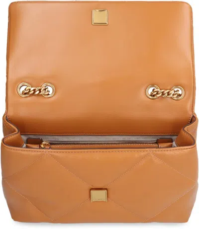 Shop Tory Burch Kira Leather Shoulder Bag In Brown