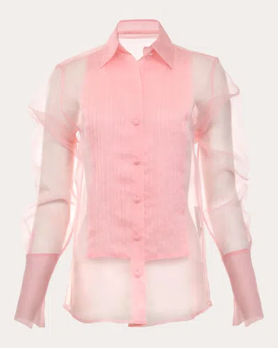 Francesca Miranda Women's Smoking Pintucked Silk-organza Blouse In Pink