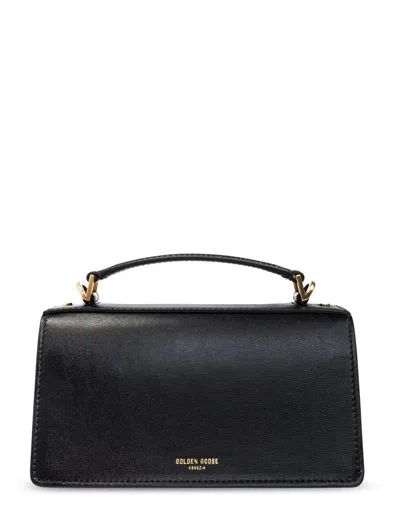 Golden Goose Venice Small Bag In Black Palmellate Leather And Gold Details In Black
