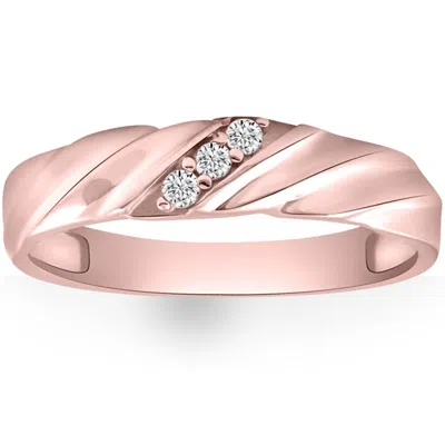 Pompeii3 Vs Diamond 3-stone Men's Wedding Band In White, Yellow, Or Rose Gold Lab Grown In Silver