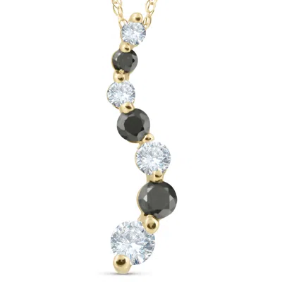 Pompeii3 1/2ct Black & White Diamond Journey Pendant Yellow Gold In Multi