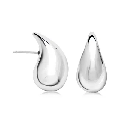 Ross-simons Sterling Silver Teardrop Earrings In White