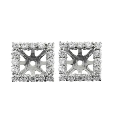 Pompeii3 1 1/4ct Princess Cut Diamond Halo Earring Jackets 14k White Gold (up To 6mm) In Multi