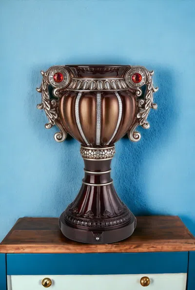Homezia 18" Brown Bronze And Silver Polyresin Urn Vase