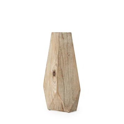 Homezia 15" Natural Stain Geometric Wooden Vase