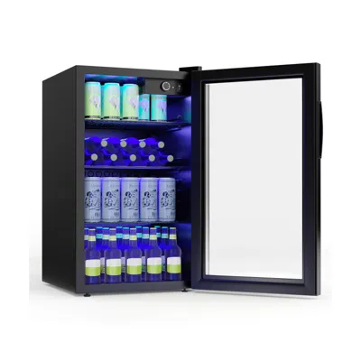 Hivvago 120 Can Beverage Mini Refrigerator With Glass Door