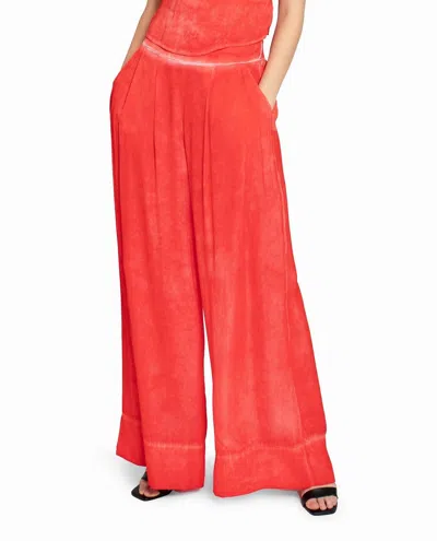 Nicole Miller Garment Dyed Silk Wide Leg Pant In Poppy In Red