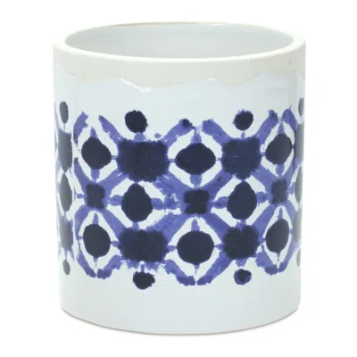 Homezia Set Of Two 6" White Ceramic Round Pot Planter