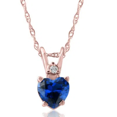 Shop Pompeii3 14k White, Yellow, Or Rose Gold Diamond & Blue Sapphire Heart Pendant Necklace In Multi