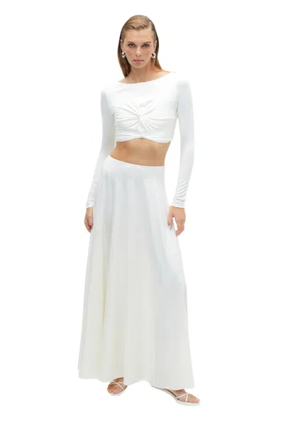 Nocturne Flounced Long Skirt In White